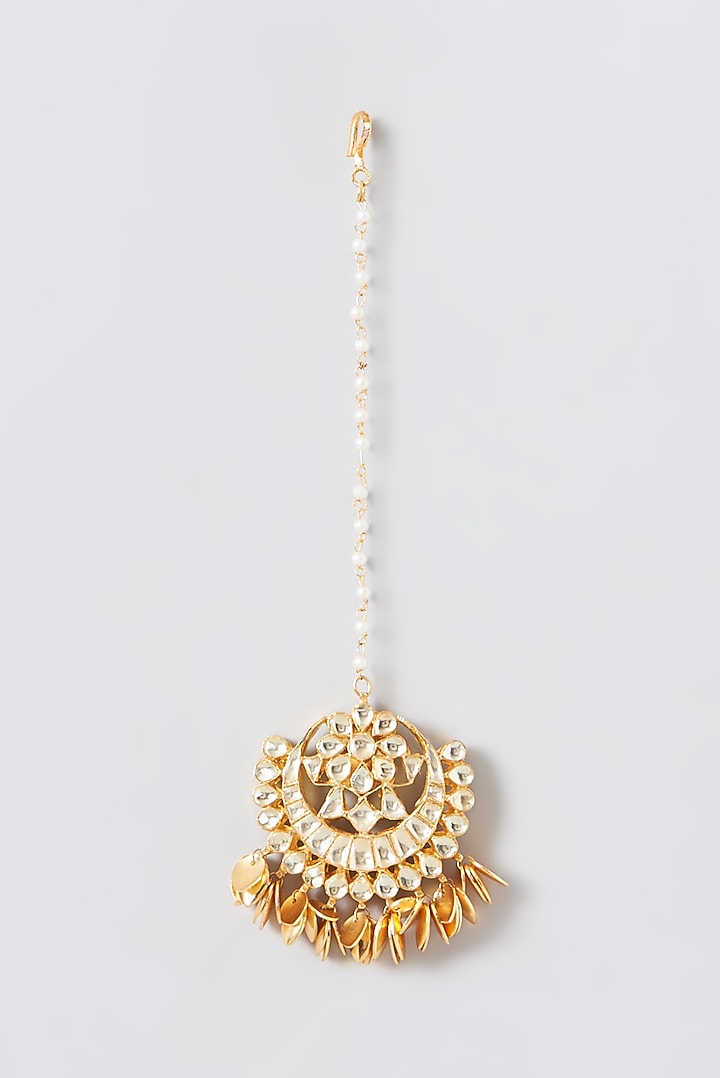 Gold Finish Kundan Polki Choker Necklace Set by Kreart at Pernia's Pop Up Shop