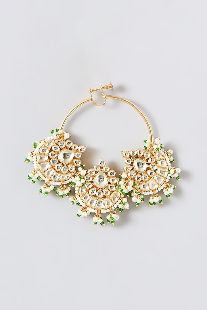 Gold Finish Kundan Polki Nath by Kreart at Pernia's Pop Up Shop