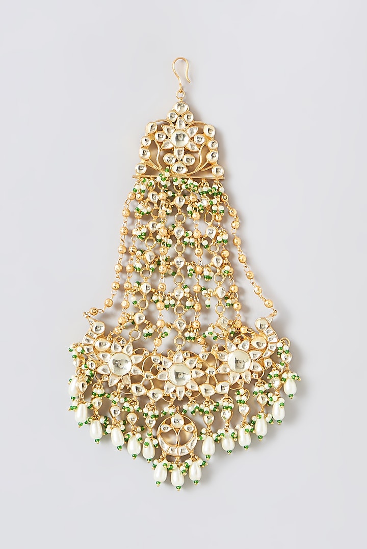 Gold Finish Kundan Polki & Beaded Pasa by Kreart at Pernia's Pop Up Shop