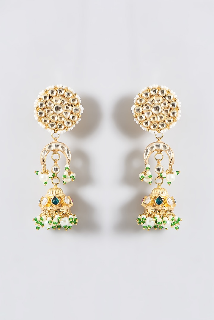 Gold Finish Multi-Colored Kundan Polki Necklace Set by Kreart at Pernia's Pop Up Shop