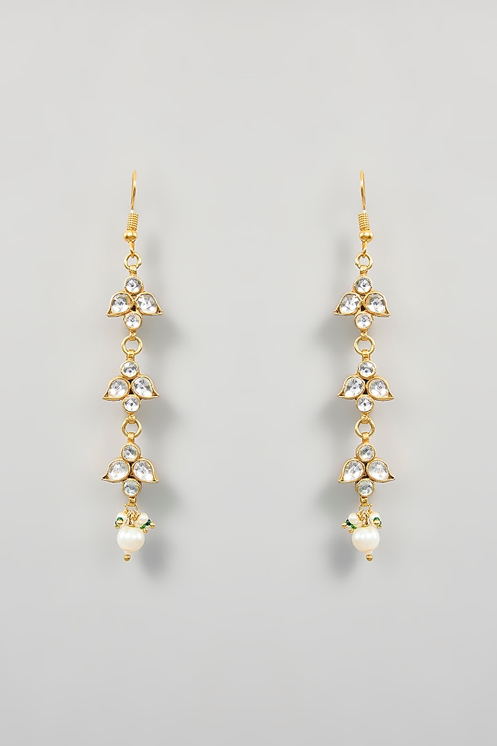 Gold Finish Kundan Polki Pendant Necklace Set by Kreart at Pernia's Pop Up Shop
