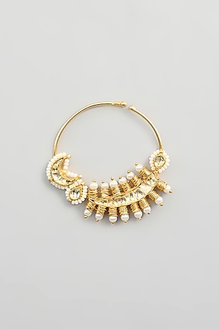 Gold Finish Kundan Polki & Pearl Nath by Kreart