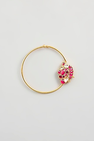 Gold Finish Kundan Polki Nath by Kreart