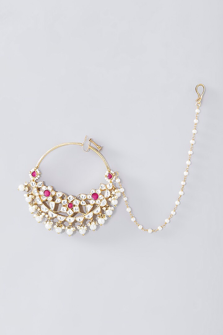 Gold Kundan Polki & Ruby Choker Necklace Set by Kreart at Pernia's Pop Up Shop