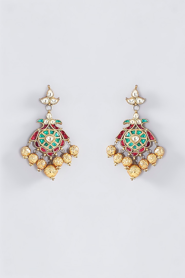 Gold Finish Kundan Polki & Multi-Colored Stone Pendant Necklace by Kreart at Pernia's Pop Up Shop
