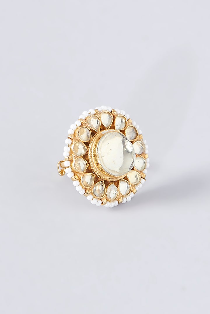 Gold Finish Kundan Polki Ring by Kreart at Pernia's Pop Up Shop