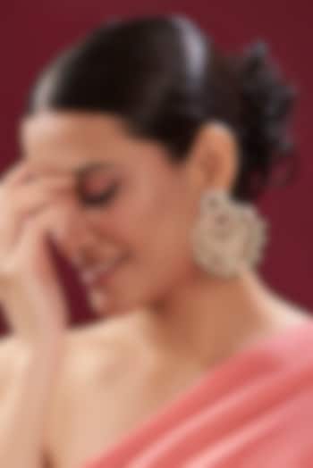 Gold Finish Kundan Polki & Green Beaded Chandbali Earrings by Kreart at Pernia's Pop Up Shop