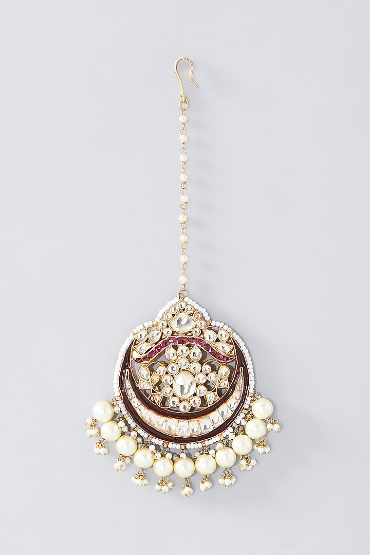 Gold Finish Multi-Colored Kundan Polki Enameled Choker Necklace Set by Kreart at Pernia's Pop Up Shop