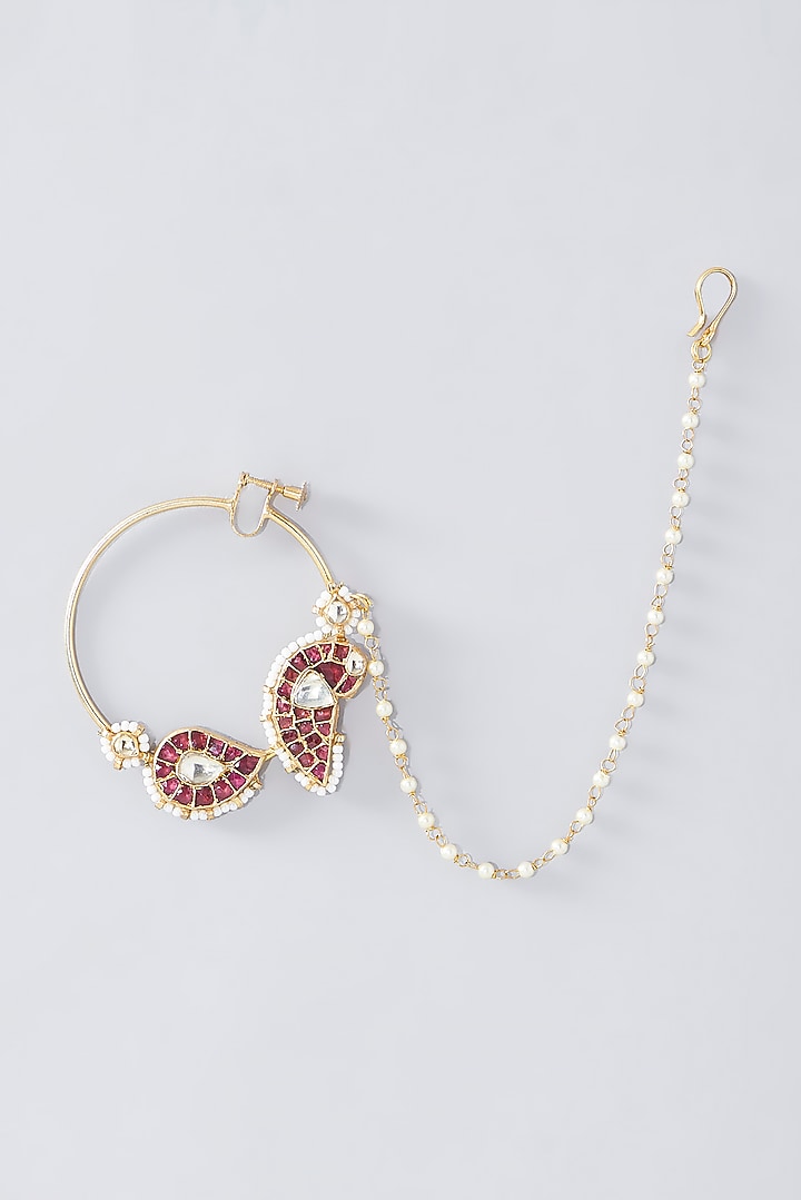 Gold Finish Multi-Colored Kundan Polki Enameled Choker Necklace Set by Kreart at Pernia's Pop Up Shop