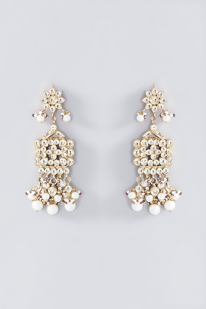Gold Finish Kundan Polki & Beaded Choker Necklace Set by Kreart at Pernia's Pop Up Shop