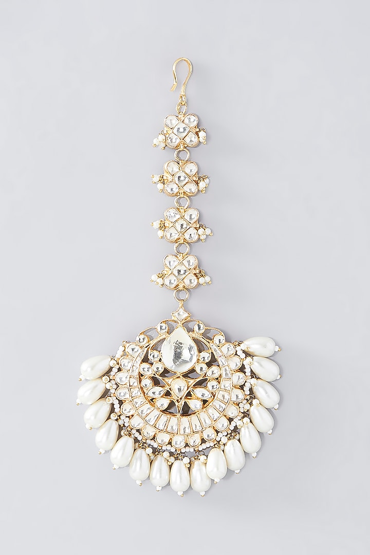 Gold Finish Kundan Polki Choker Necklace Set by Kreart at Pernia's Pop Up Shop