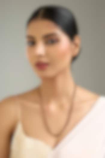 Black Rhodium Finish Ruby Beaded Mala by Kreart at Pernia's Pop Up Shop