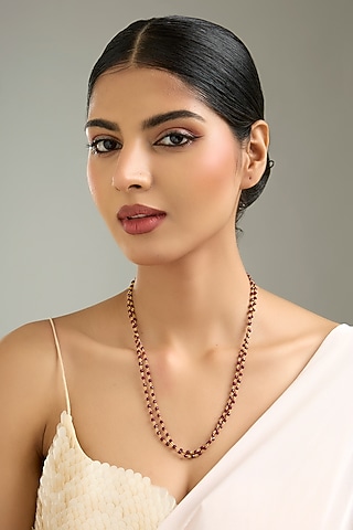 Black Rhodium Finish Ruby Beaded Mala by Kreart