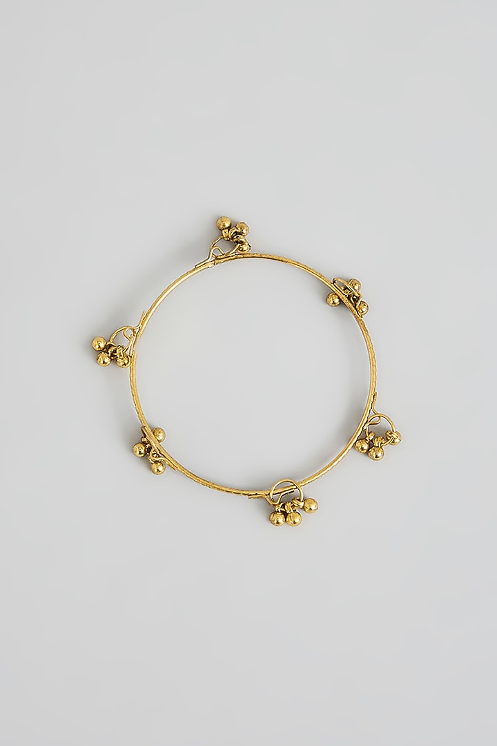 Gold Finish Ghunghroo Beaded Bangles (Set Of 6) by Kreart at Pernia's Pop Up Shop