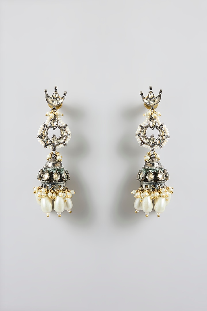 Gold Finish Kundan Polki & Pearl String Pendant Necklace Set by Kreart at Pernia's Pop Up Shop