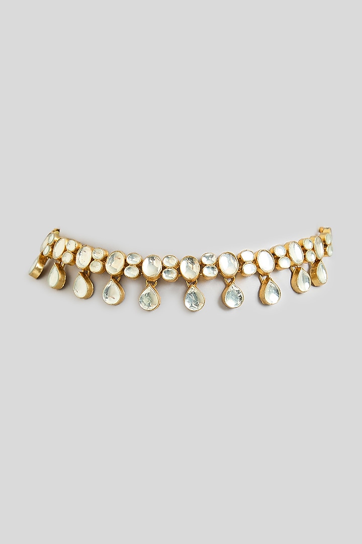Gold Finish Kundan Polki Necklace by Kreart at Pernia's Pop Up Shop