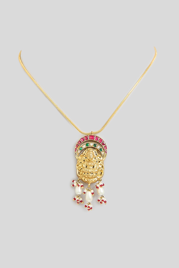 Gold Finish Temple Pendant Necklace by Kreart at Pernia's Pop Up Shop