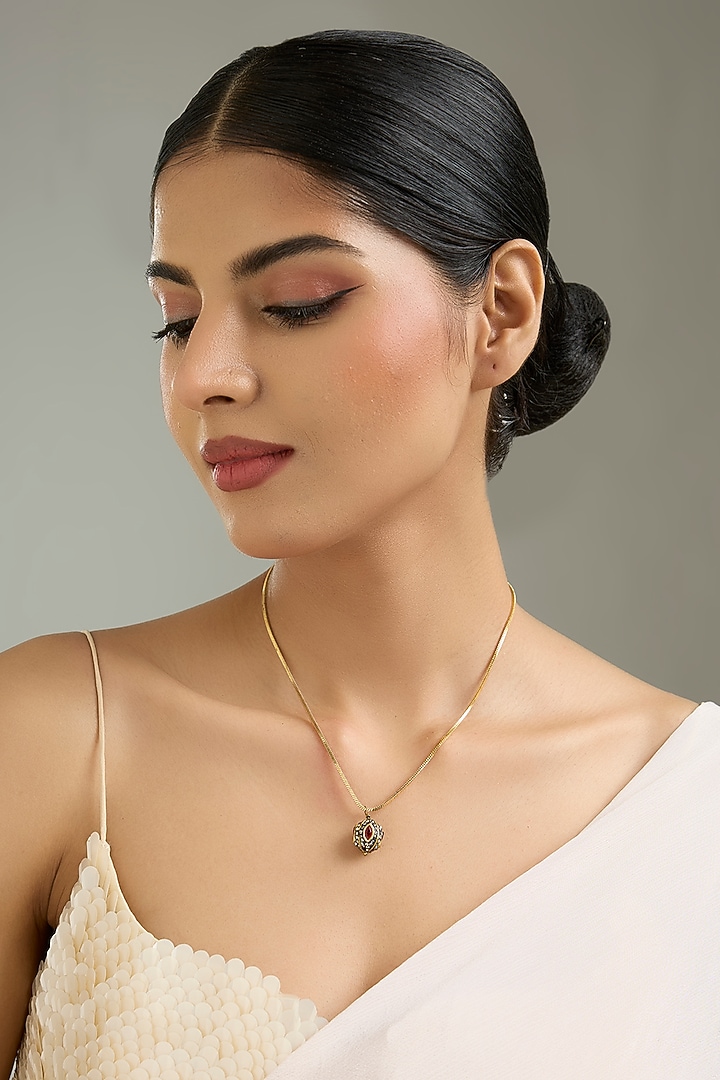 Gold Finish Black Beaded Necklace by Kreart at Pernia's Pop Up Shop