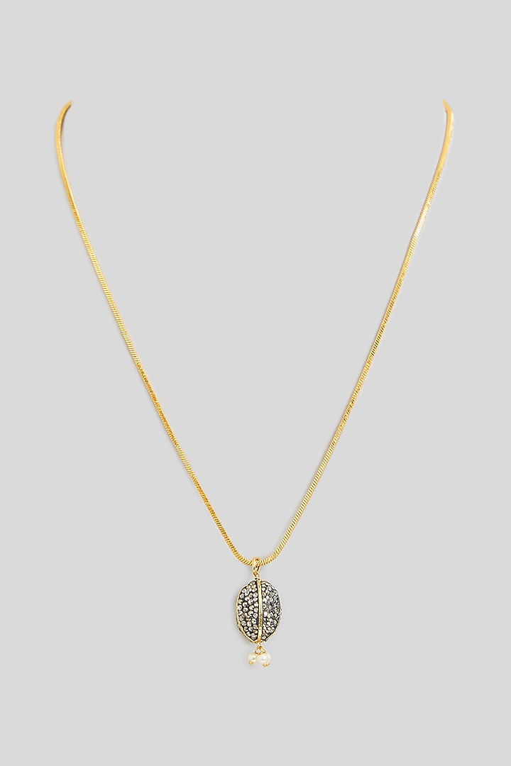 Gold Finish Black Beaded Necklace by Kreart at Pernia's Pop Up Shop