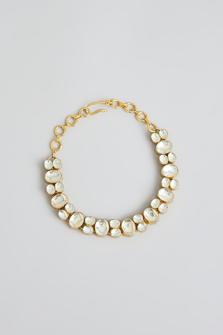 Gold Finish Kundan Polki Openable Bracelet by Kreart at Pernia's Pop Up Shop