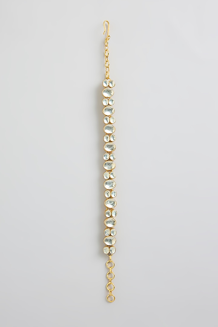 Gold Finish Kundan Polki Openable Bracelet by Kreart at Pernia's Pop Up Shop