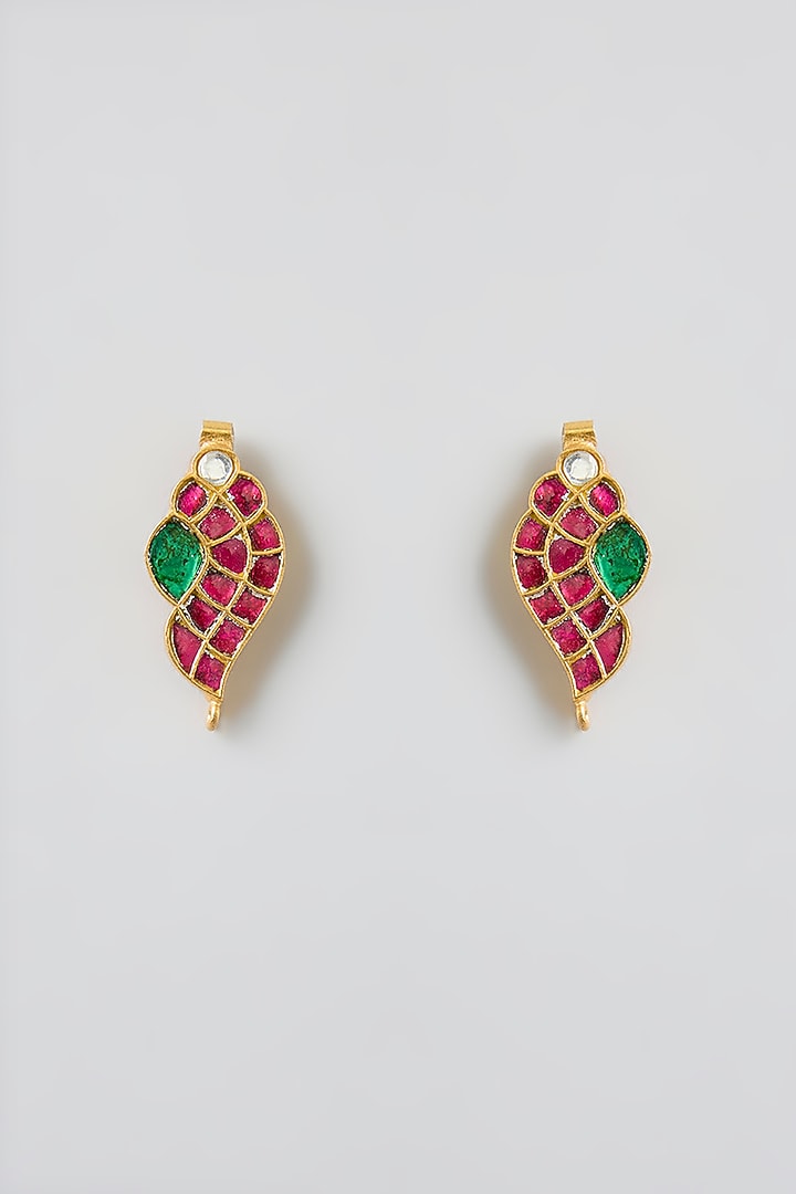 Gold Finish Kundan Polki & Multi-Colored Stone Hasli Necklace Set by Kreart at Pernia's Pop Up Shop