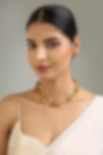Gold Finish Kundan Polki Hasli Necklace Set by Kreart at Pernia's Pop Up Shop