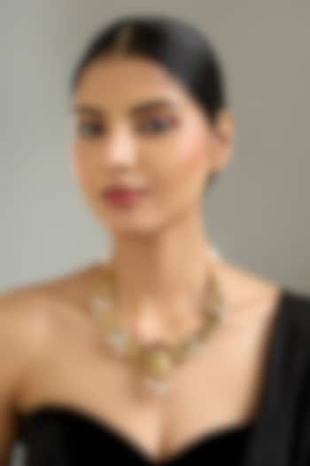 Gold Finish Kundan Polki Temple Necklace by Kreart at Pernia's Pop Up Shop