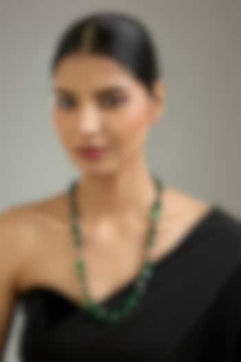 Black Rhodium Finish Green Onyx Necklace by Kreart at Pernia's Pop Up Shop