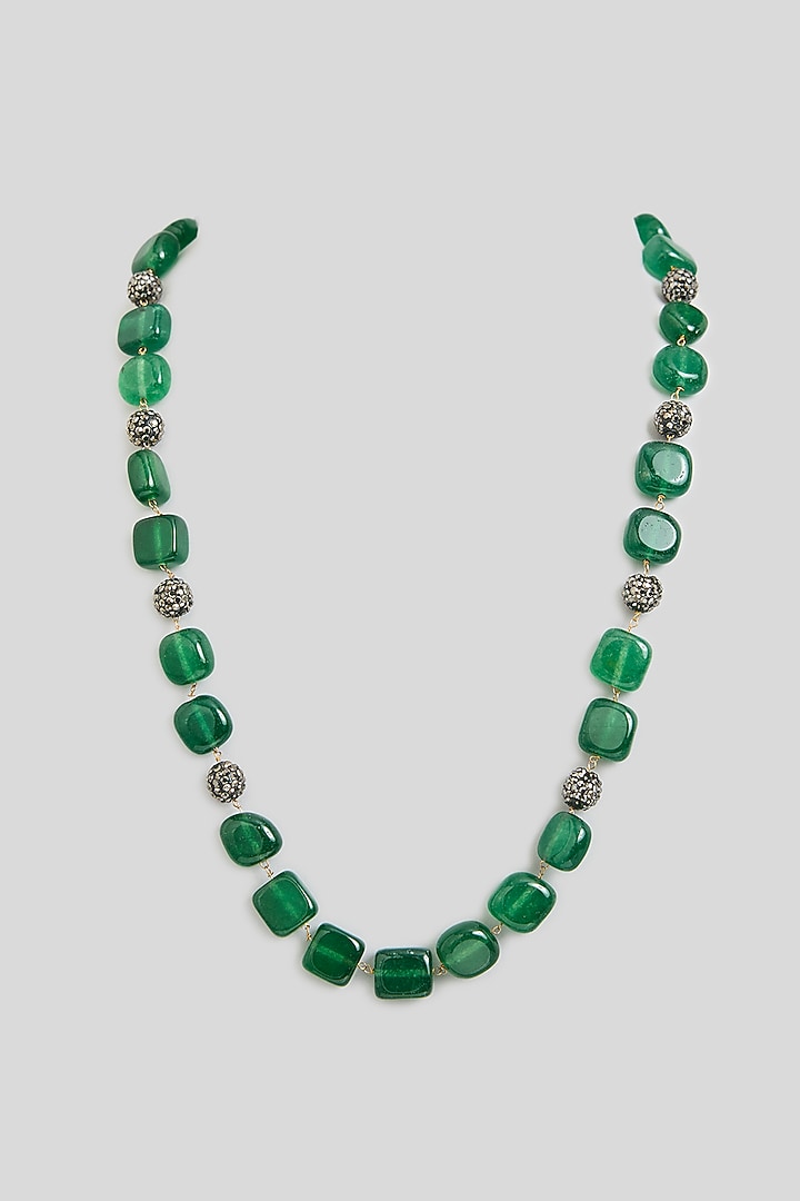 Black Rhodium Finish Green Onyx Necklace by Kreart at Pernia's Pop Up Shop