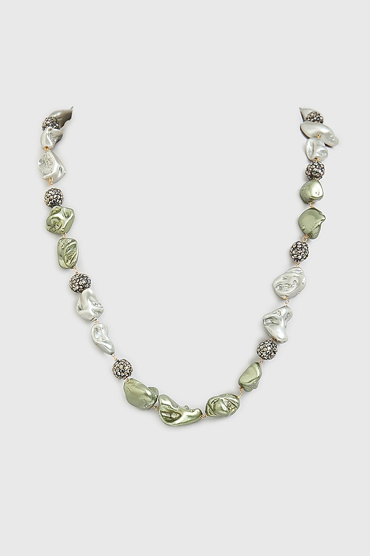 Black Rhodium Finish Baroque Pearl & Black Onyx Necklace by Kreart at Pernia's Pop Up Shop