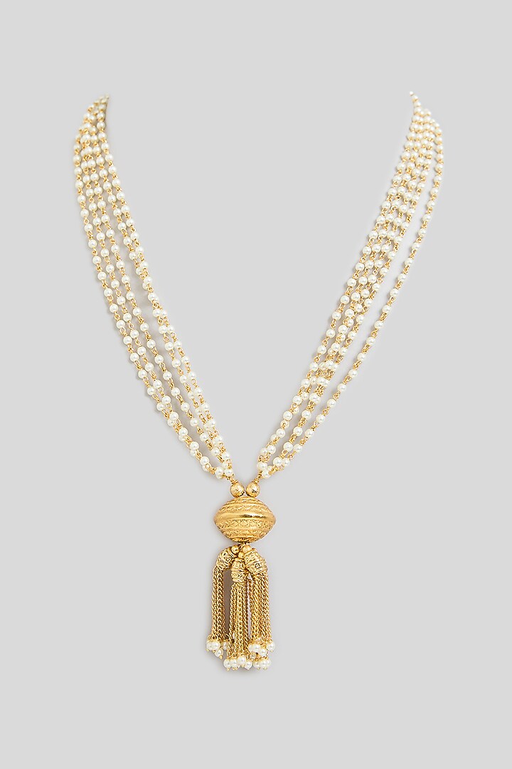 Gold Finish Pearl Necklace by Kreart at Pernia's Pop Up Shop