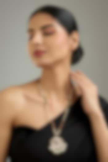 Gold Finish Kundan Polki & Multi-Colored Beaded Pendant Necklace by Kreart at Pernia's Pop Up Shop