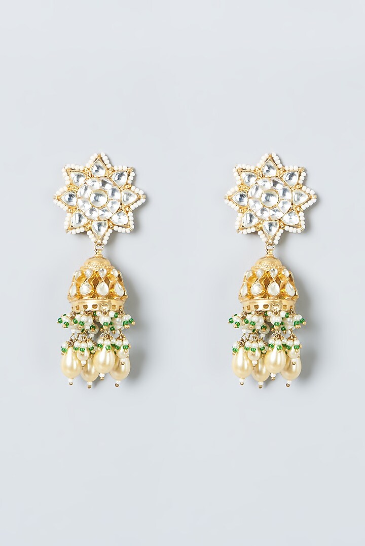 Gold Finish Kundan Polki Necklace Set by Kreart at Pernia's Pop Up Shop
