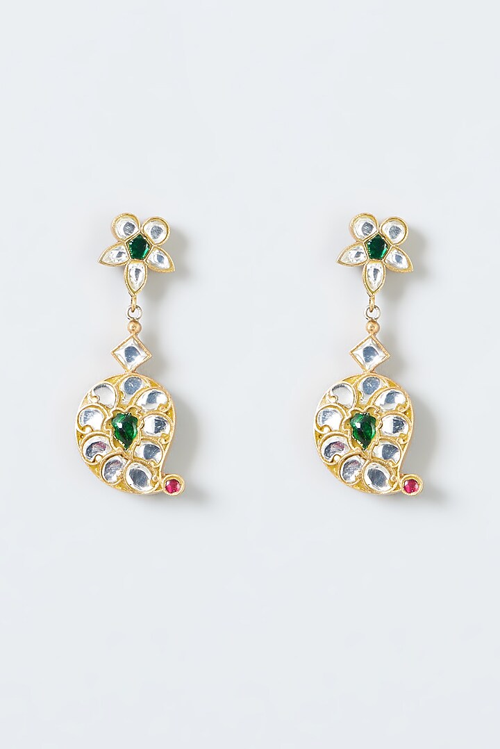 Gold Finish Kundan Polki Necklace Set by Kreart at Pernia's Pop Up Shop