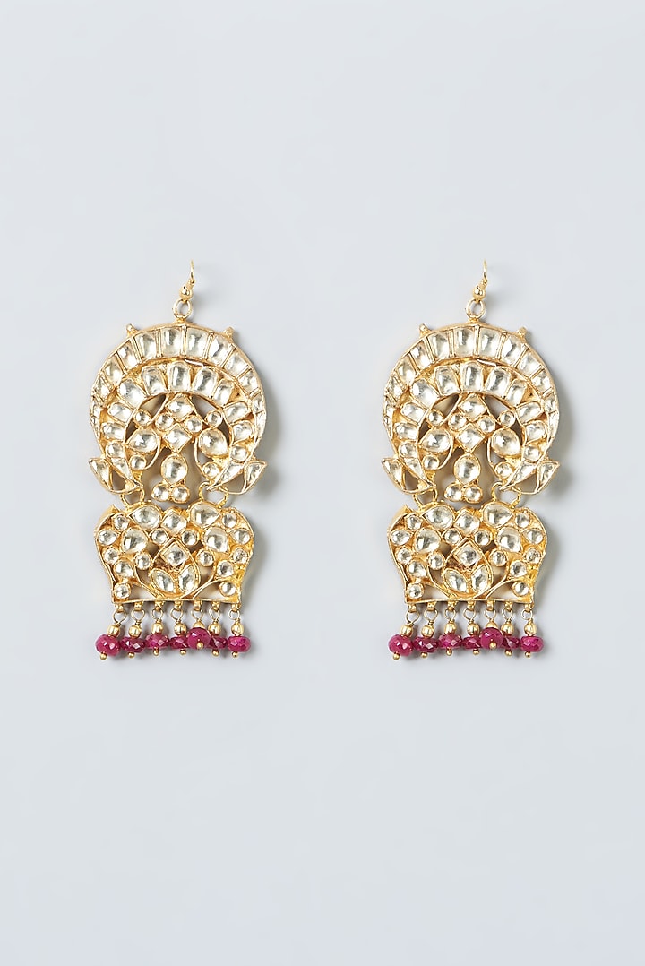 Gold Finish Ruby Beaded Necklace Set by Kreart at Pernia's Pop Up Shop