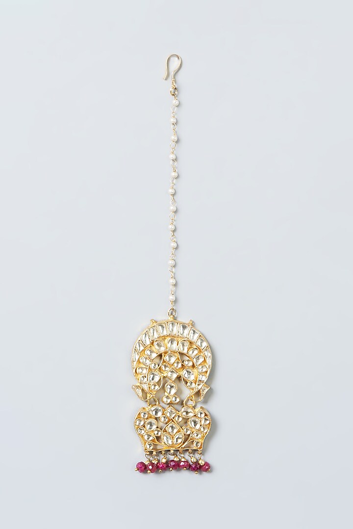 Gold Finish Ruby Beaded Necklace Set by Kreart at Pernia's Pop Up Shop