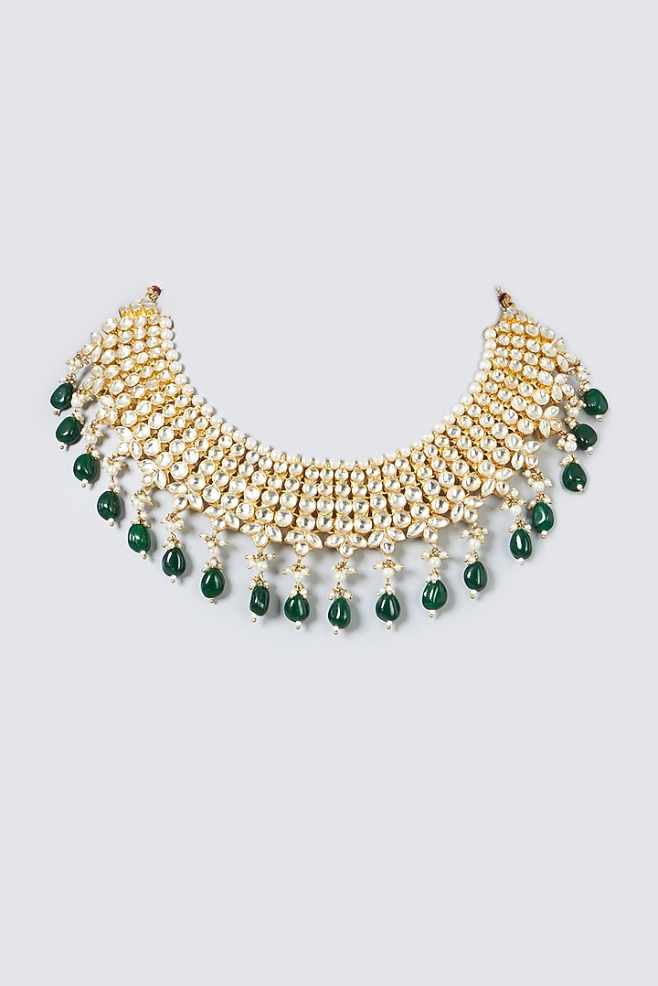 Gold Finish Kundan Polki Necklace by Kreart at Pernia's Pop Up Shop