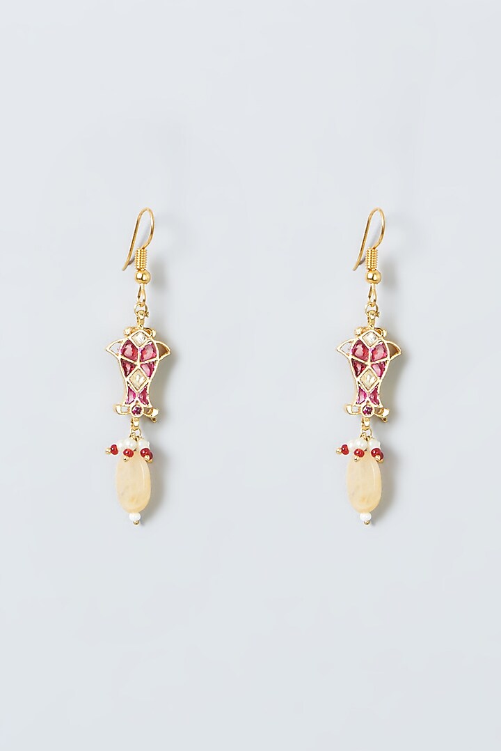 Gold Finish Necklace Set With Kundan Polki by Kreart at Pernia's Pop Up Shop