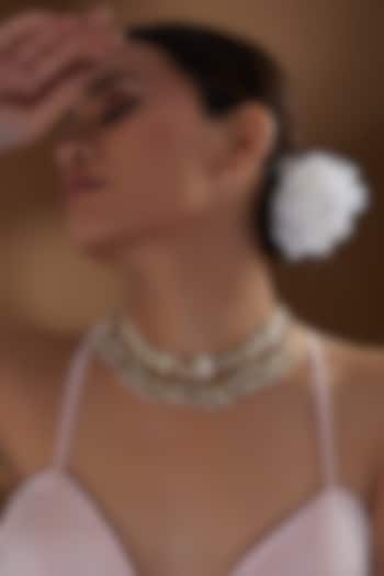 Gold Finish Kundan Polki & Multi-Colored Pearl Beaded Choker Necklace by Kreart at Pernia's Pop Up Shop