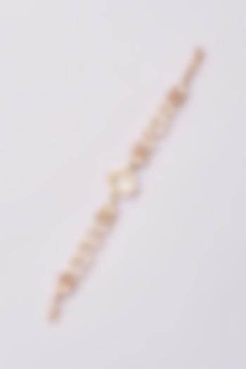 Gold Finish Kundan Polki & Pearl String Bracelet by Kreart at Pernia's Pop Up Shop