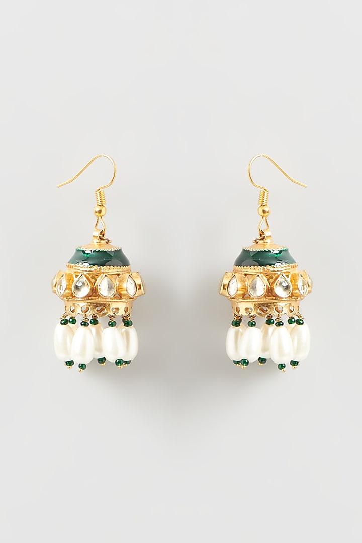 Gold Plated Pearl Beads Jhumka Earrings by Kreart at Pernia's Pop Up Shop