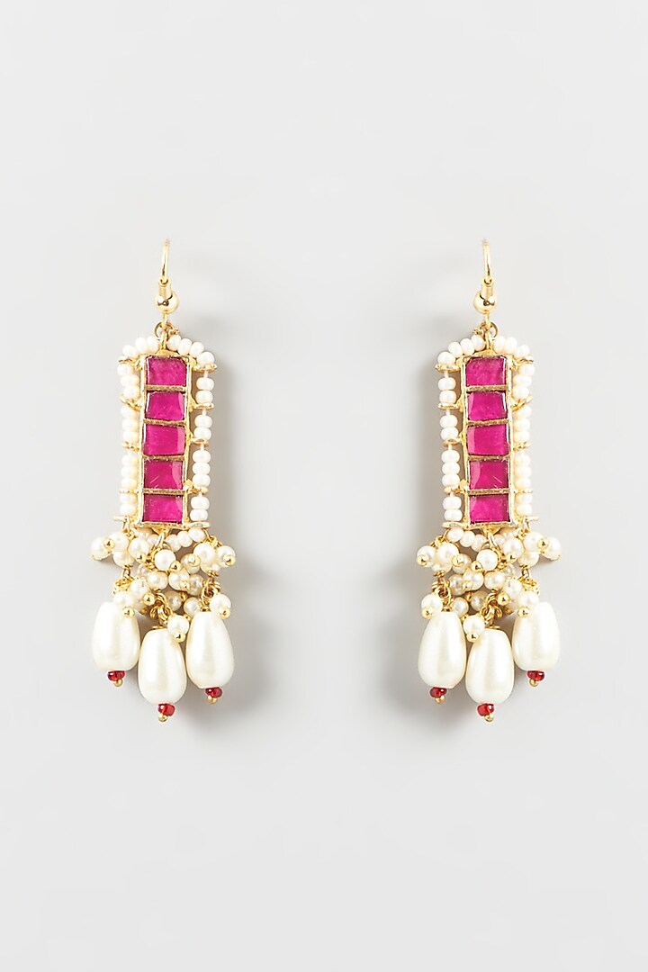 Gold Plated Kundan Polki & Pearls Necklace Set by Kreart at Pernia's Pop Up Shop