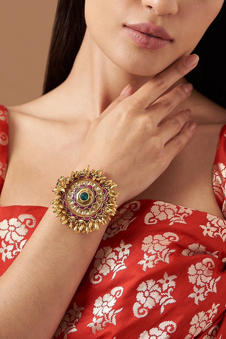 Gold Plated Kundan Polki Bracelet by Kreart at Pernia's Pop Up Shop