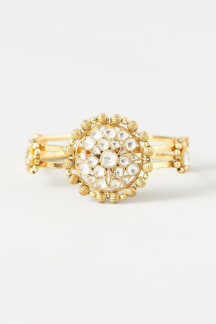 Gold Plated Bracelet With Kundan Polki by Kreart at Pernia's Pop Up Shop