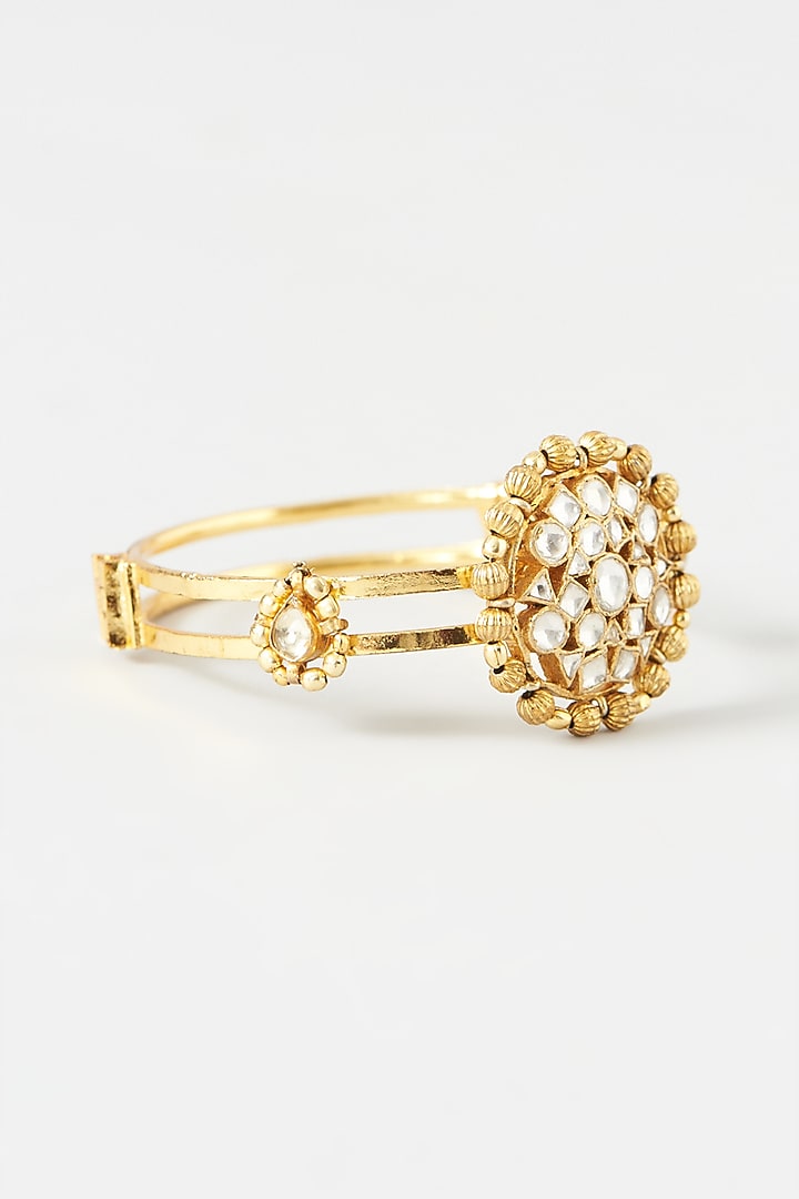 Gold Plated Bracelet With Kundan Polki by Kreart at Pernia's Pop Up Shop