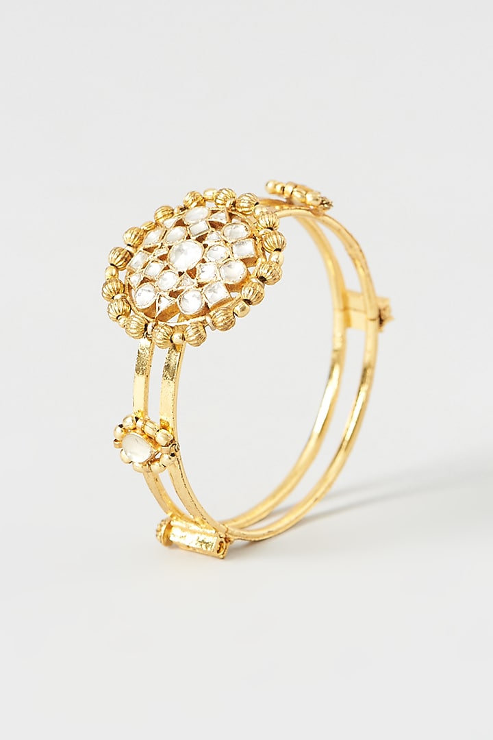 Gold Plated Bracelet With Kundan Polki by Kreart at Pernia's Pop Up Shop