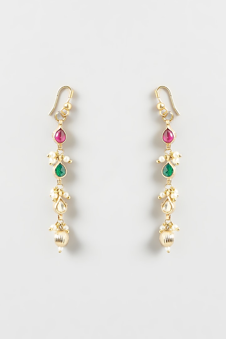 Gold Plated Multi-Colored Kundan Polki Necklace Set by Kreart at Pernia's Pop Up Shop