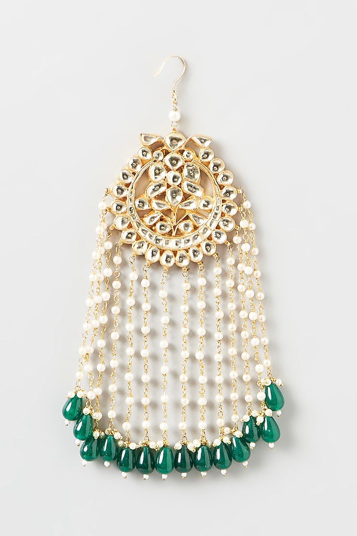 Gold Plated Kundan Polki & Green Brads Passa by Kreart at Pernia's Pop Up Shop