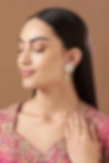 Gold Plated Kundan Polki & Beads Stud Earrings by Kreart at Pernia's Pop Up Shop